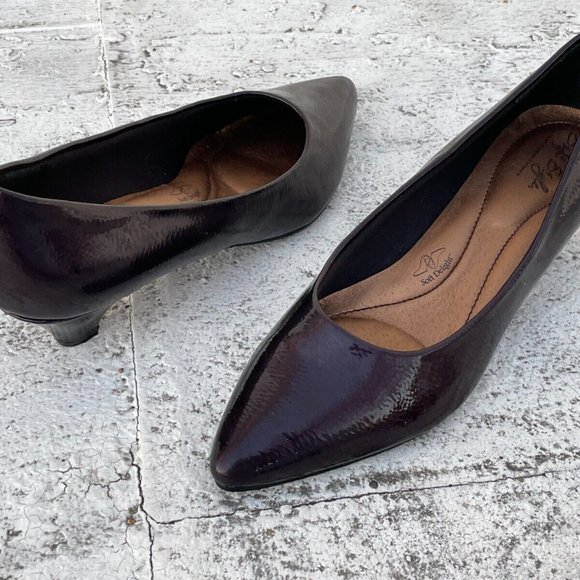 Soft Style Shoes - Soft Style Women Heel Pump Purple Patent Faux Leather Shoes Size 9N